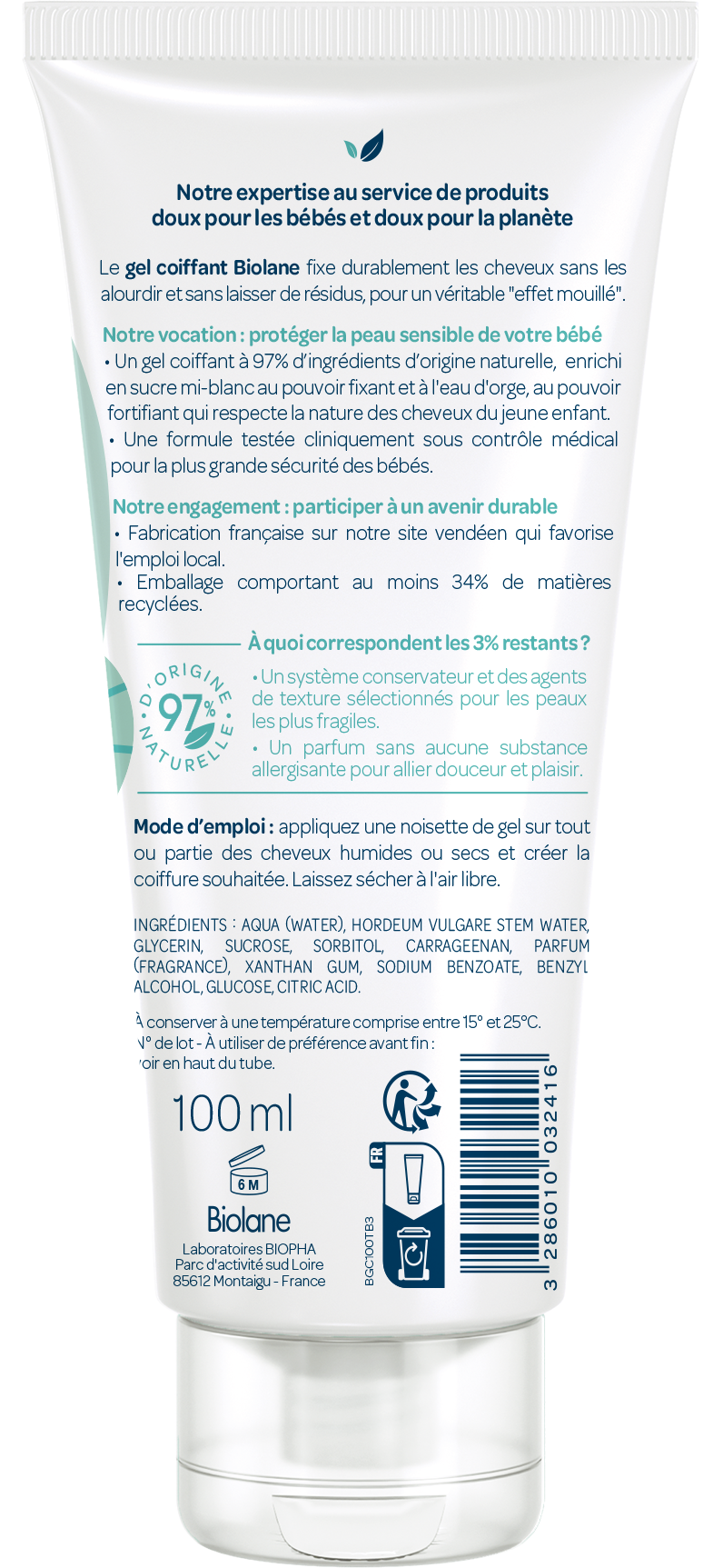 BIOLANE - GEL PARA EL CABELLO 100ML